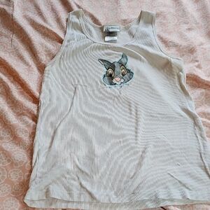 White Tank Top with Cartoon Character